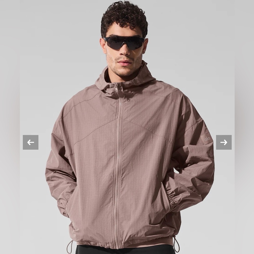 Alo Vantage Nylon Ripstop Track Jacket- Mushroom- Medium